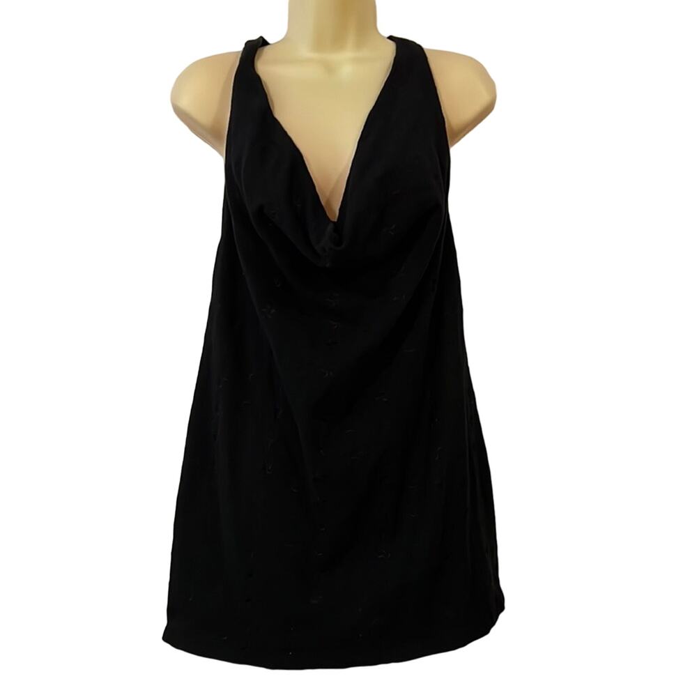 Vintage Handmade Black Knit Eyelet Swim Coverup Dress Woman Size Medium